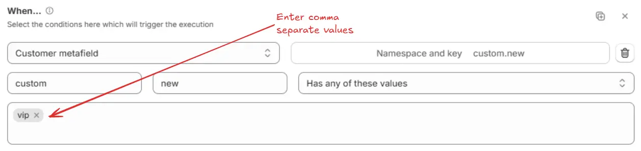 Customer Metafield Contains These Values