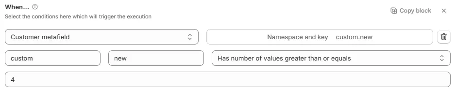 Customer Metafield Greater Value Or Equals