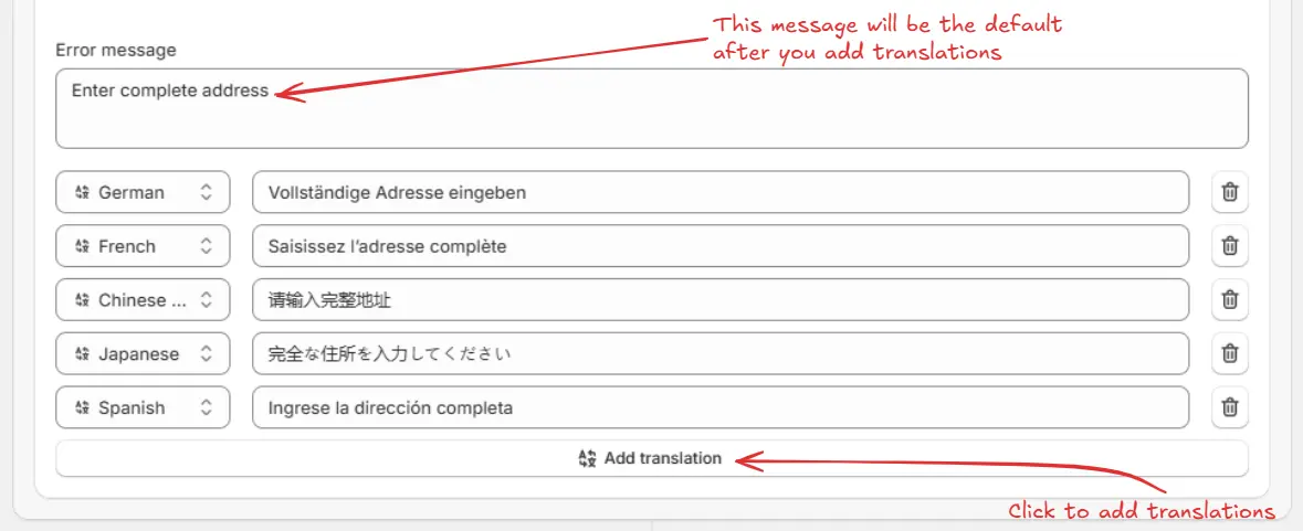 Validation Error Message After Translation